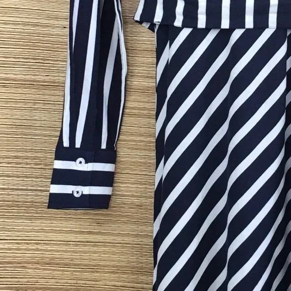 BODEN Marcia Stripe Jersey Shirt Dress, Navy /Ivory Size 10P - Picture 9 of 15